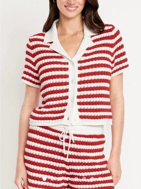 Old Navy Striped Knit Short-Sleeve Top - Red & White